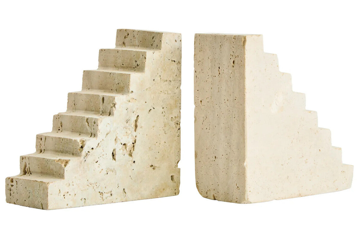 Tibor Travertine Set of Two Stair Design Bookends