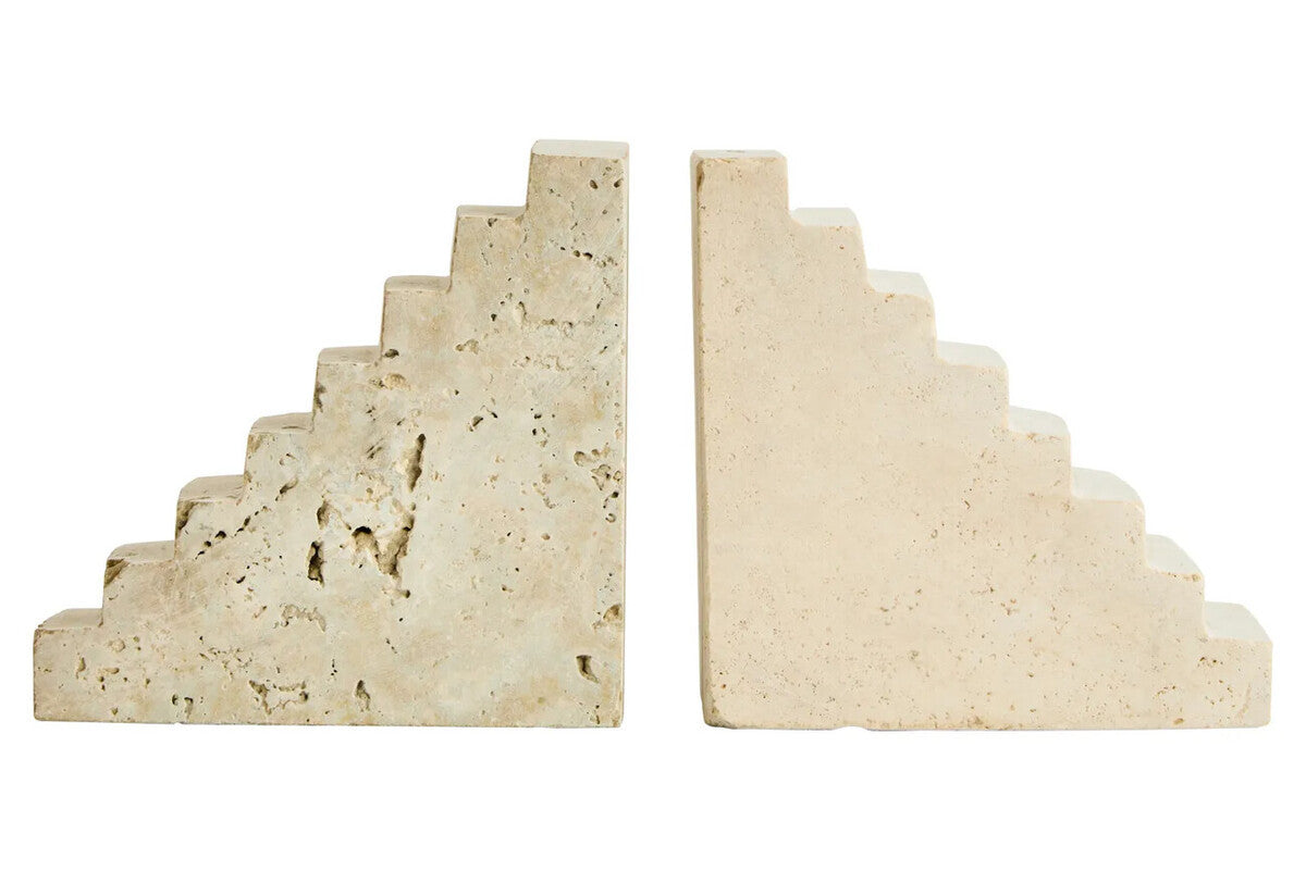 Tibor Travertine Set of Two Stair Design Bookends
