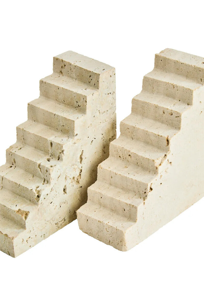 Tibor Travertine Set of Two Stair Design Bookends