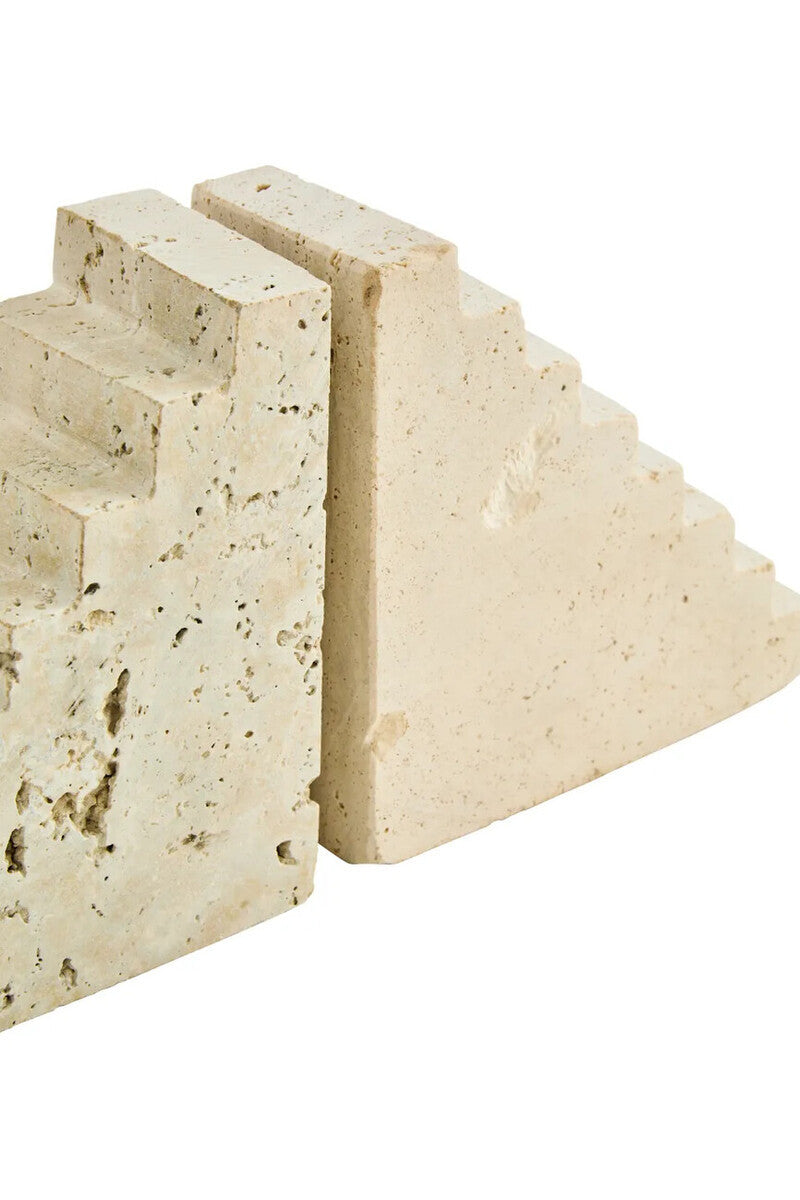 Tibor Travertine Set of Two Stair Design Bookends