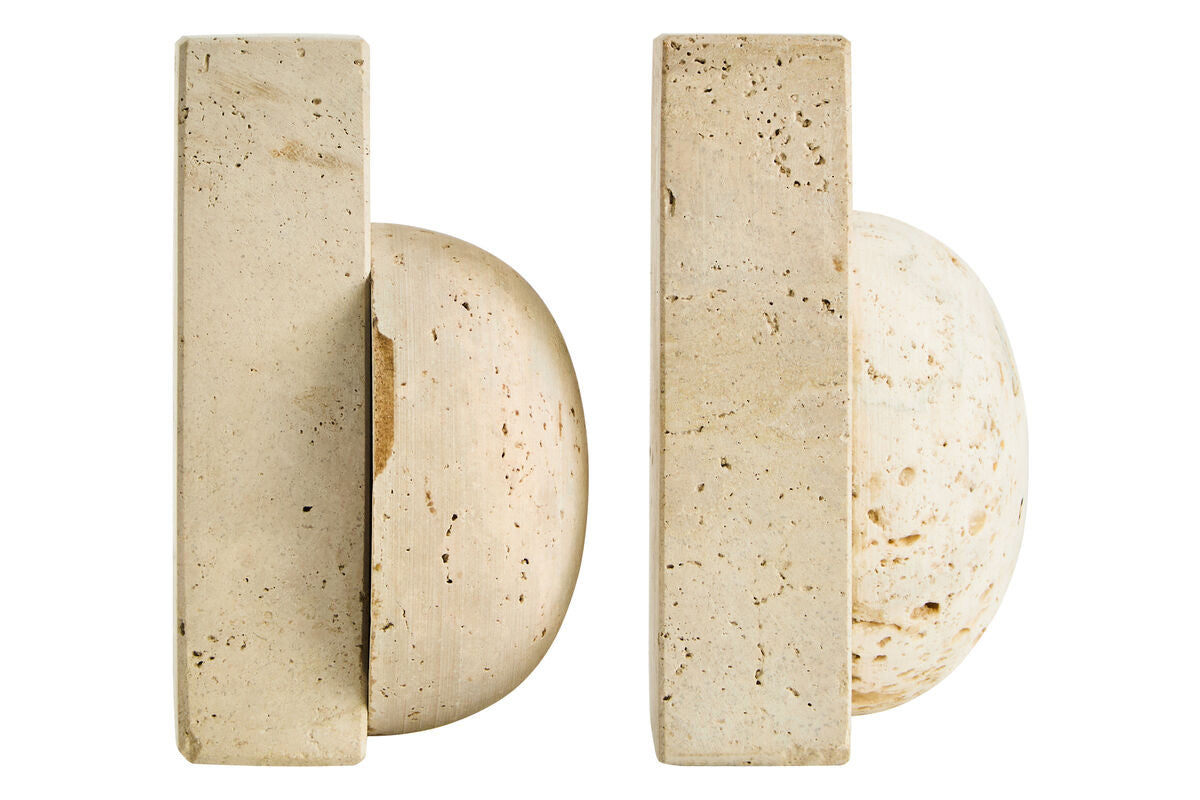 Tibor Travertine Set of Two Spherical Bookends