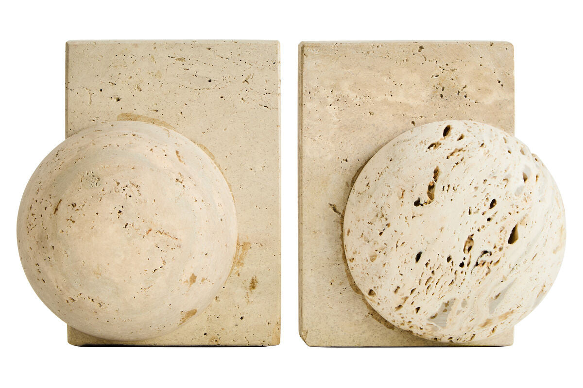 Tibor Travertine Set of Two Spherical Bookends