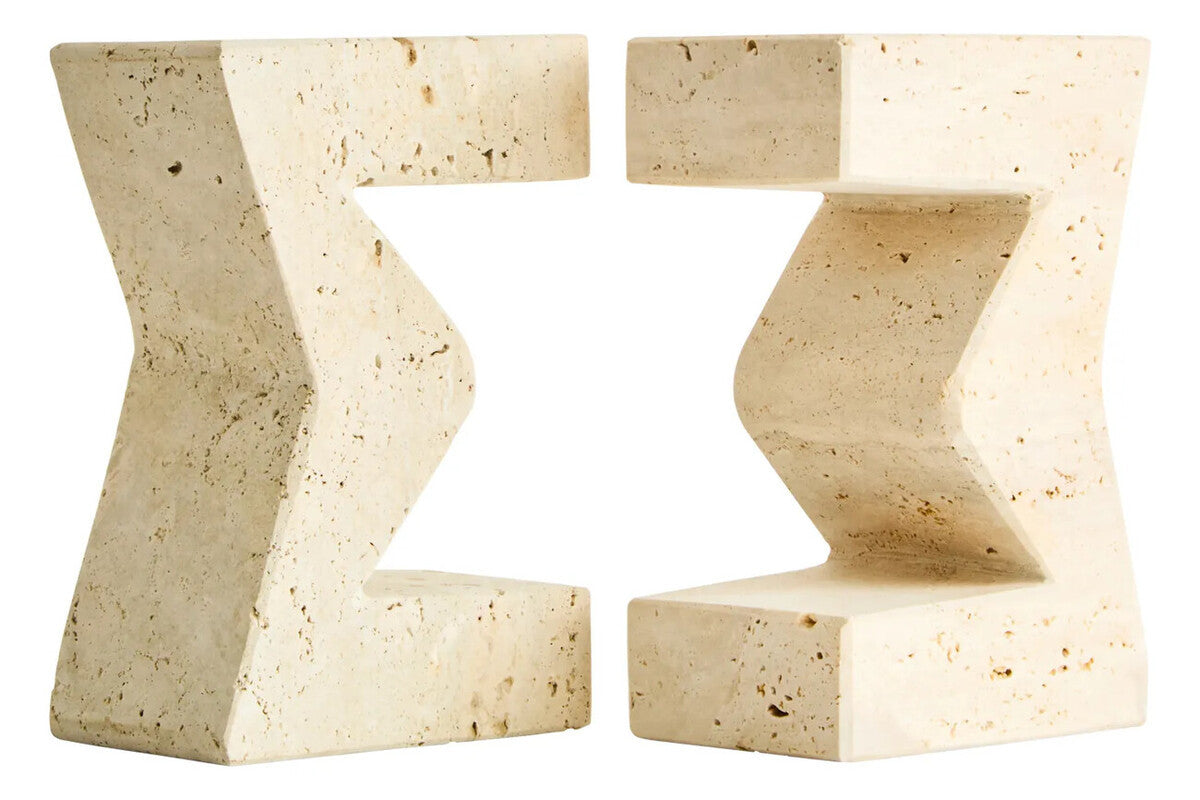 Tibor Travertine Set of Two Sigma Bookends