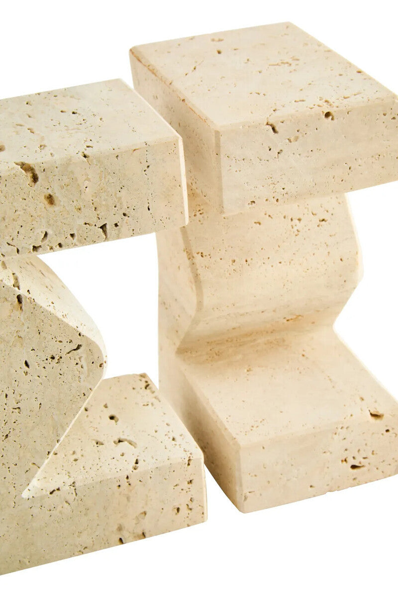 Tibor Travertine Set of Two Sigma Bookends