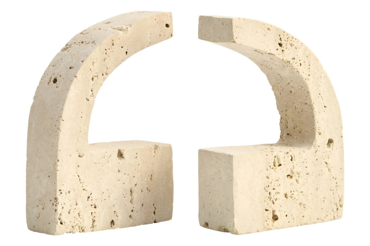 Tibor Travertine Set of Two Comma Bookends