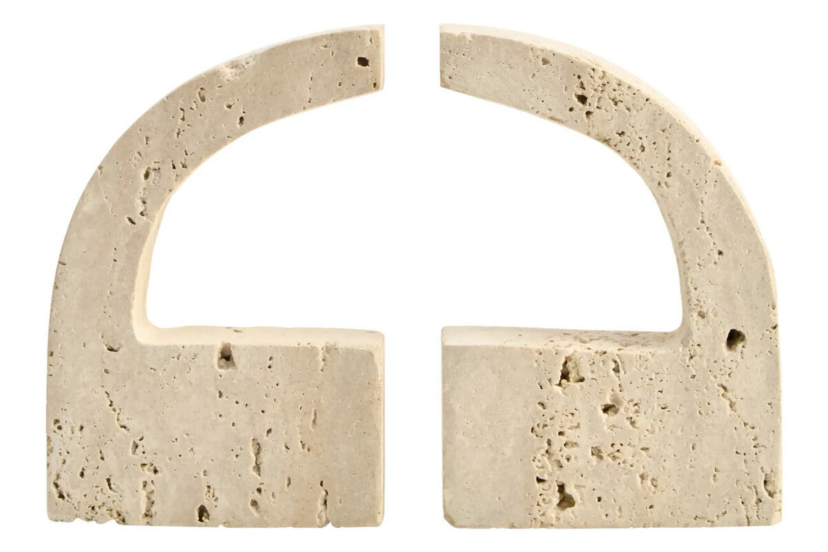 Tibor Travertine Set of Two Comma Bookends