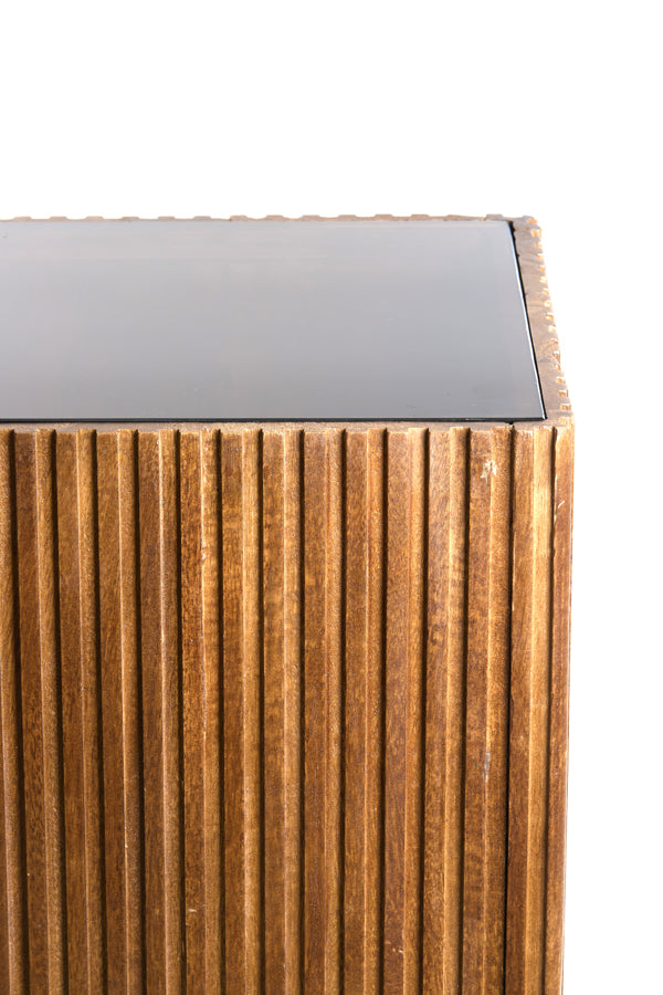 Pillar 35x35x100 cm GATURA wood dark brown+glass brown