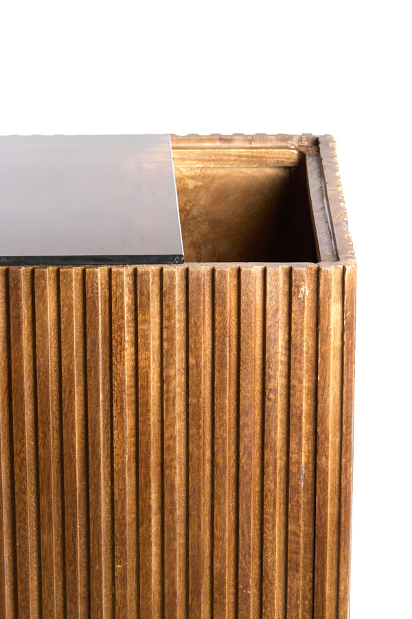 Pillar 35x35x100 cm GATURA wood dark brown+glass brown