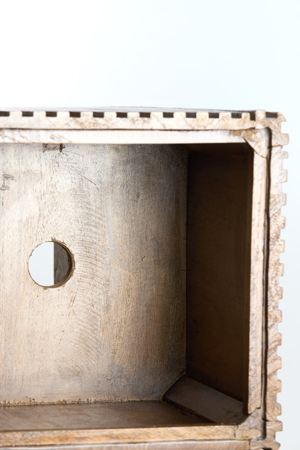 Pillar 35x35x100 cm GATURA wood dark brown+glass brown
