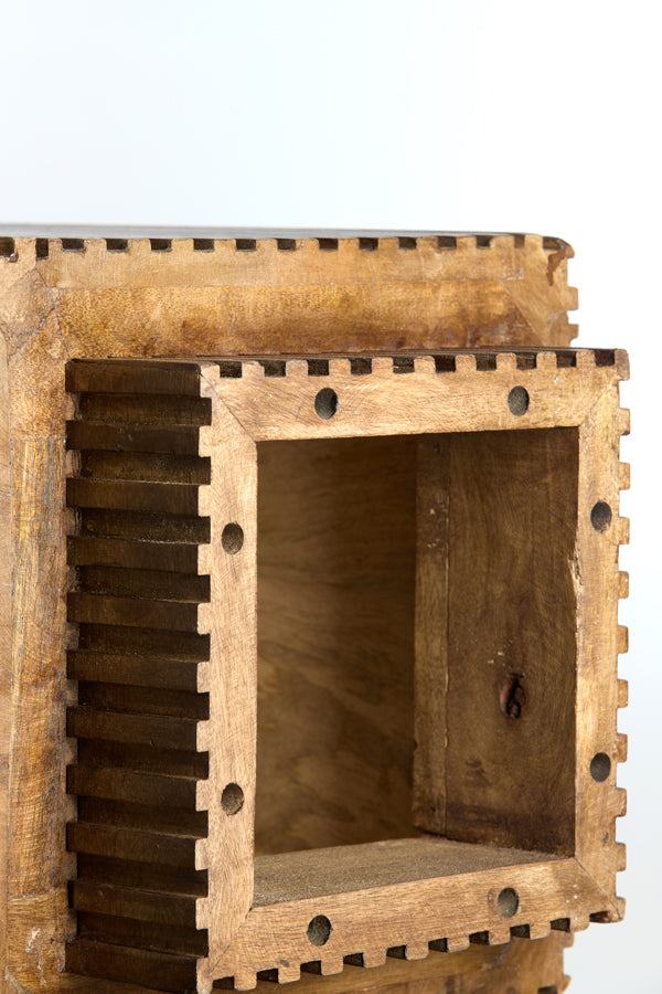 Pillar 35x35x100 cm GATURA wood dark brown+glass brown