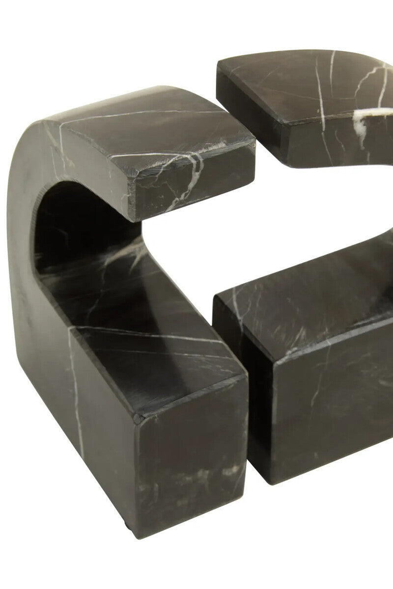 Zoro Black and White Marble Set of Two Comma Bookends