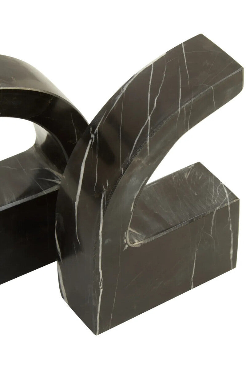 Zoro Black and White Marble Set of Two Comma Bookends