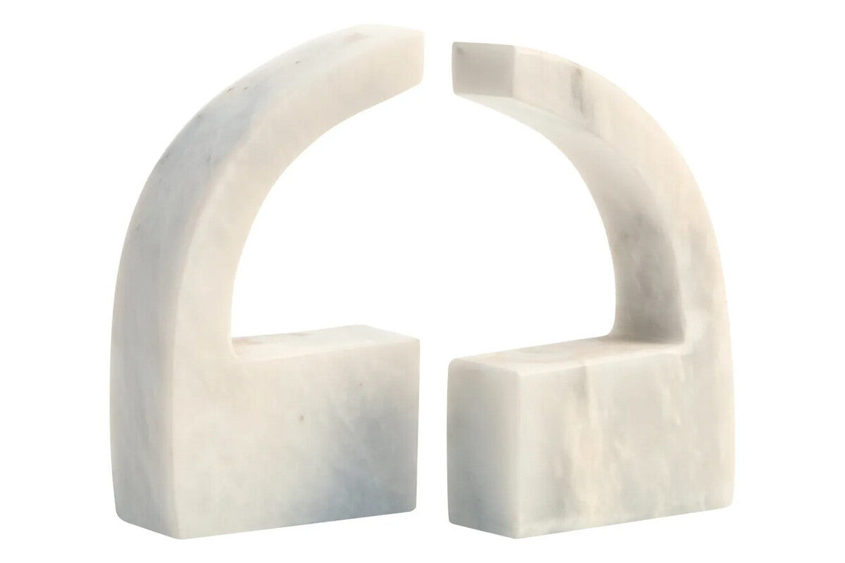 Zoro White Marble Set of Two Comma Bookends