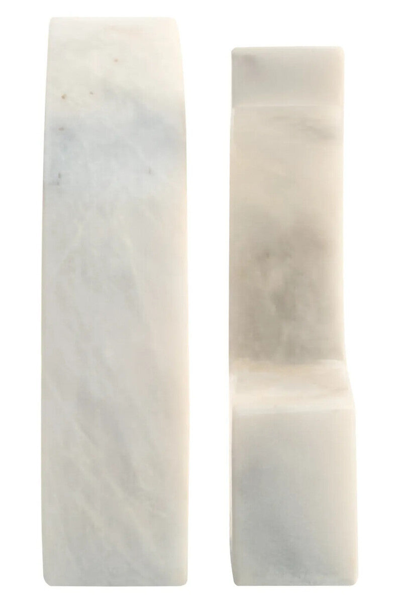 Zoro White Marble Set of Two Comma Bookends