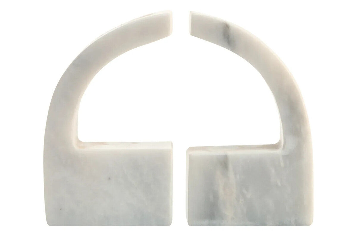 Zoro White Marble Set of Two Comma Bookends