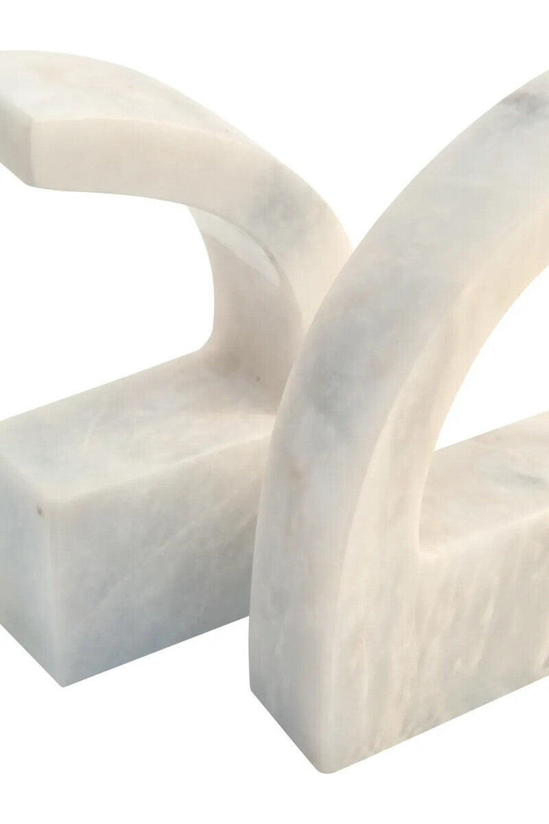 Zoro White Marble Set of Two Comma Bookends