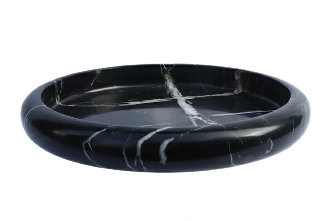 Zoro Black and White Marble Round Tray