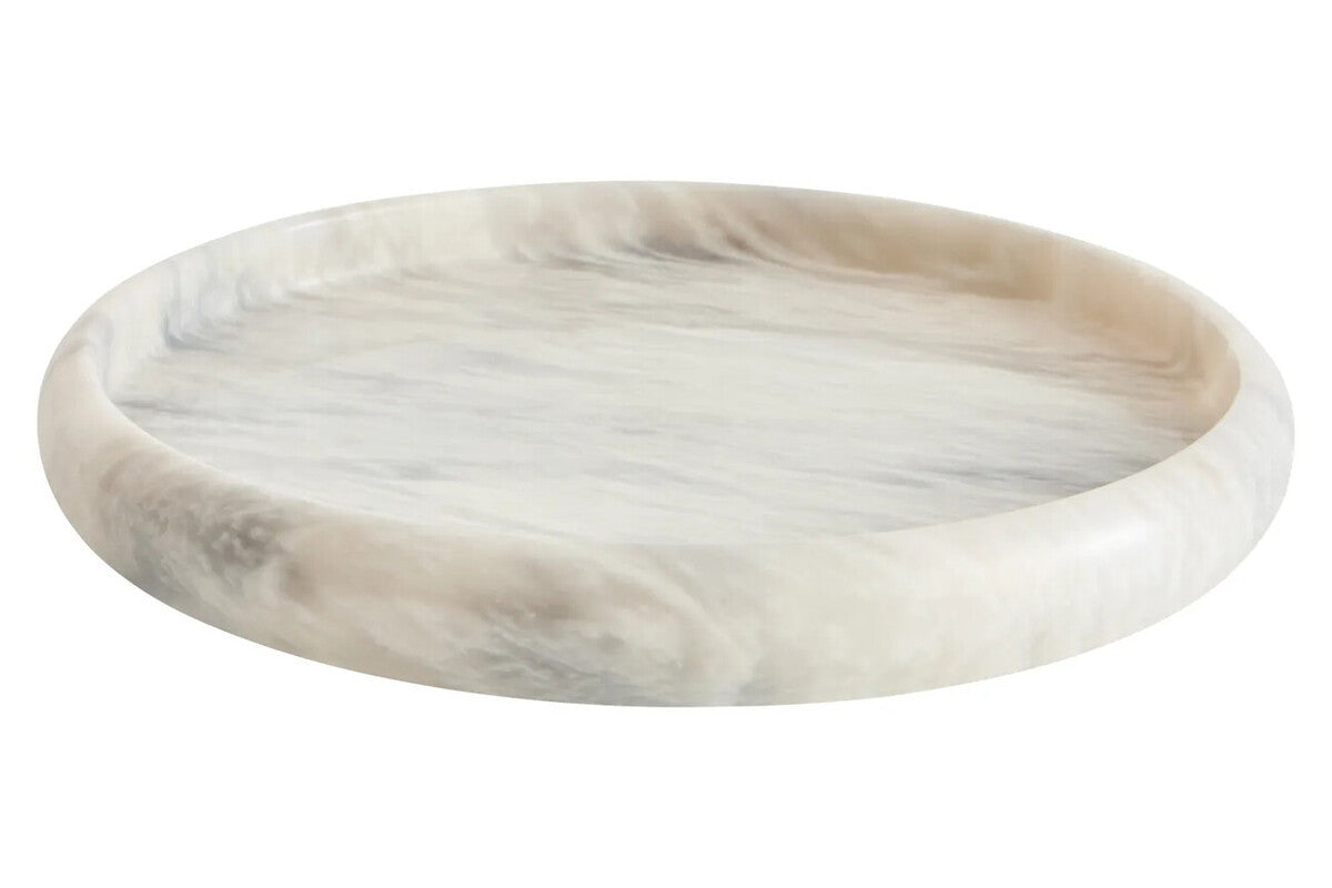 Zoro White Marble Round Tray