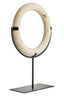 Tibor Travertine Ring Sculpture on Metal Stand