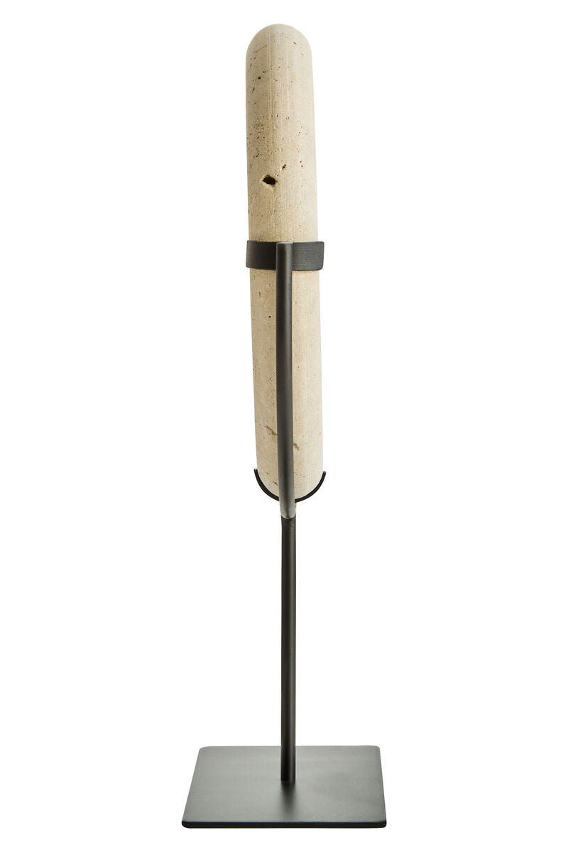 Tibor Travertine Ring Sculpture on Metal Stand