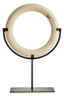 Tibor Travertine Ring Sculpture on Metal Stand