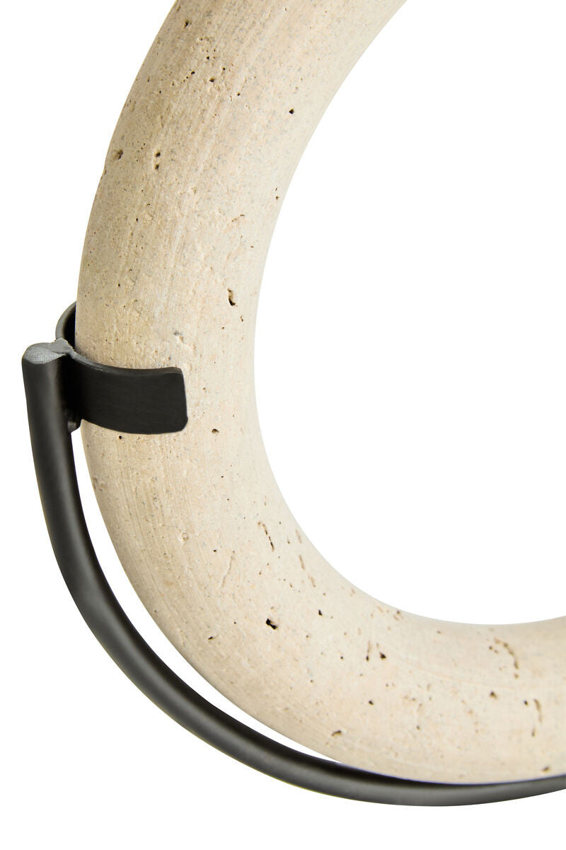 Tibor Travertine Ring Sculpture on Metal Stand