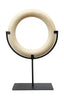 Zoro Cream Marble Ring Sculpture on Metal Stand