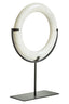 Zoro White Marble Ring Sculpture on Metal Stand