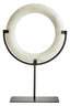 Zoro White Marble Ring Sculpture on Metal Stand