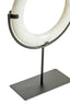 Zoro White Marble Ring Sculpture on Metal Stand