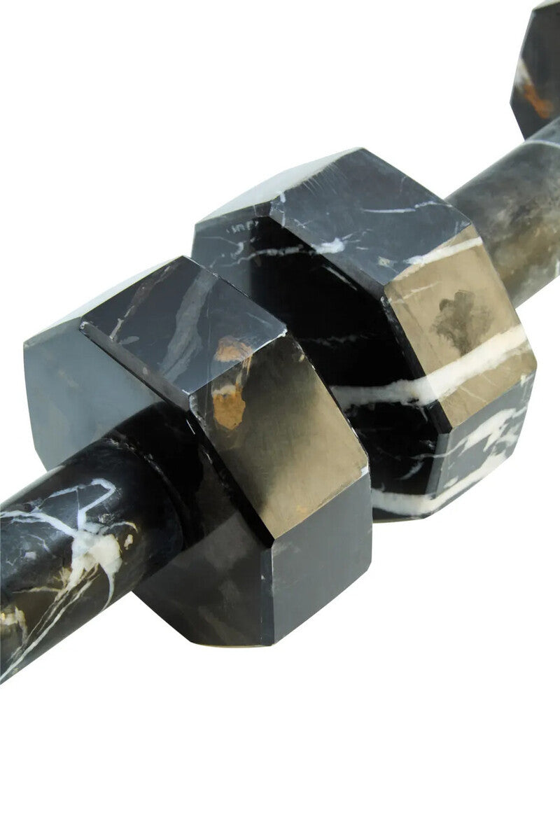 Zoro Set of Two Decorative Black and White Marble Dumbbells