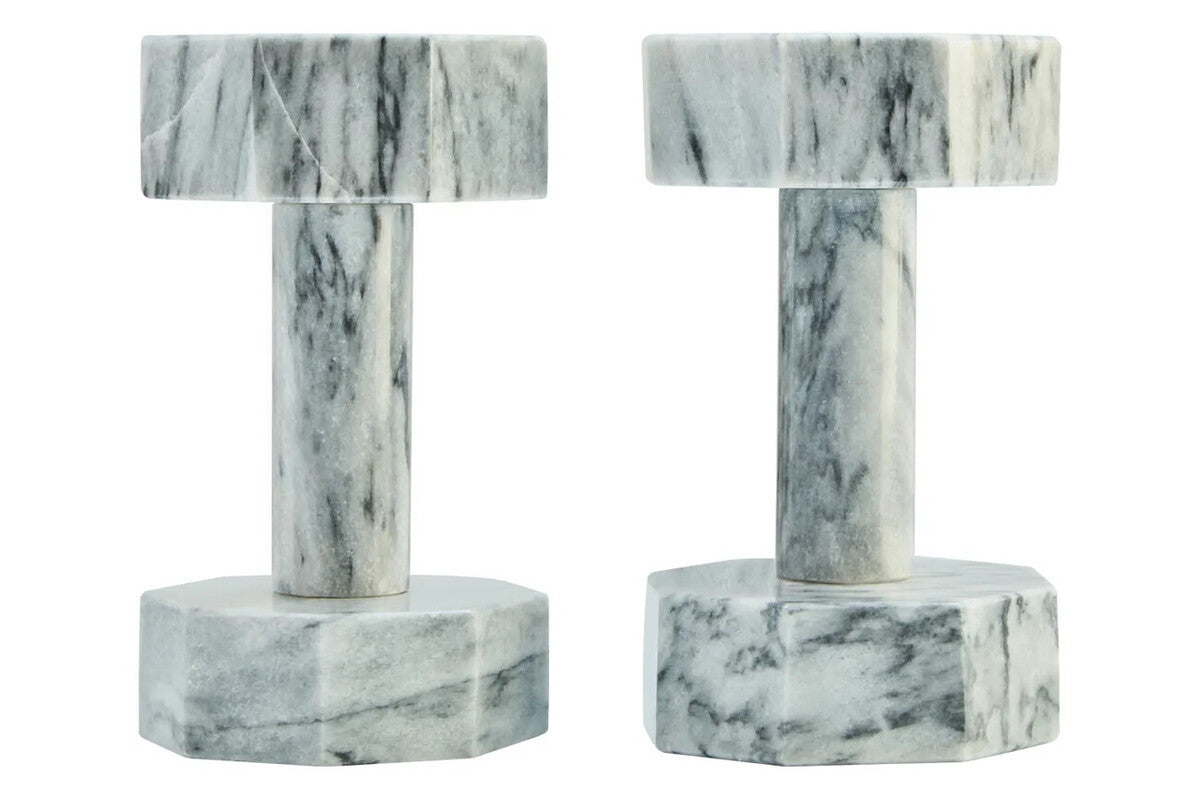 Zoro Set of Two Decorative Grey Marble Dumbbells