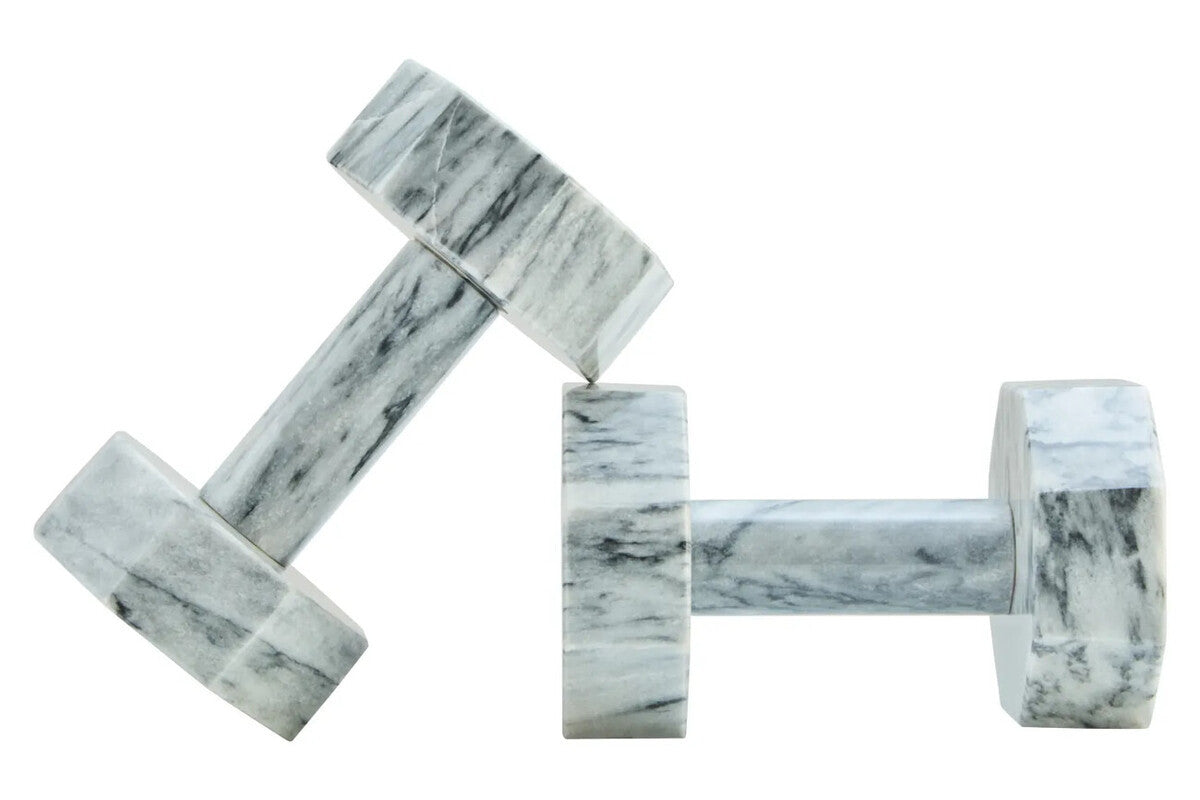 Zoro Set of Two Decorative Grey Marble Dumbbells