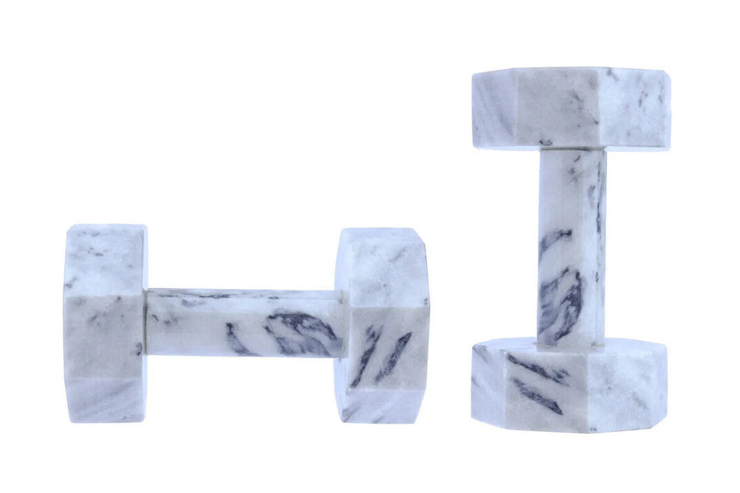 Zoro Set of Two Decorative Grey Marble Dumbbells