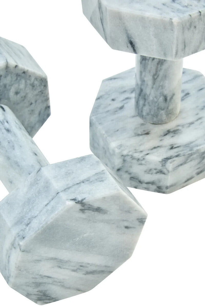 Zoro Set of Two Decorative Grey Marble Dumbbells