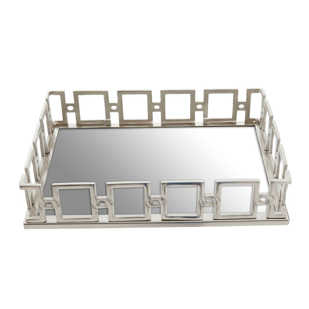 Rhoda Rectangle Nickel Finish Mirror Tray