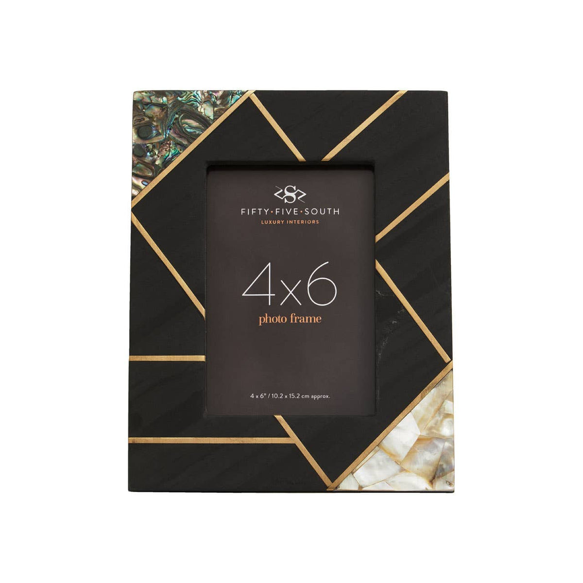 Oriana 4In X 6In Mother of Pearl and Gold Inlay Small Photo Frame