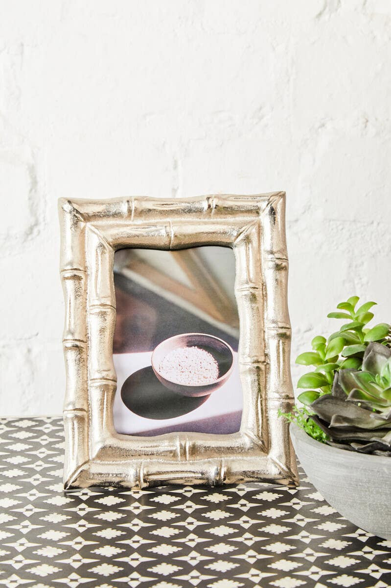 Hiba Silver Finish Bamboo Effect 4In X 6In Photo Frame