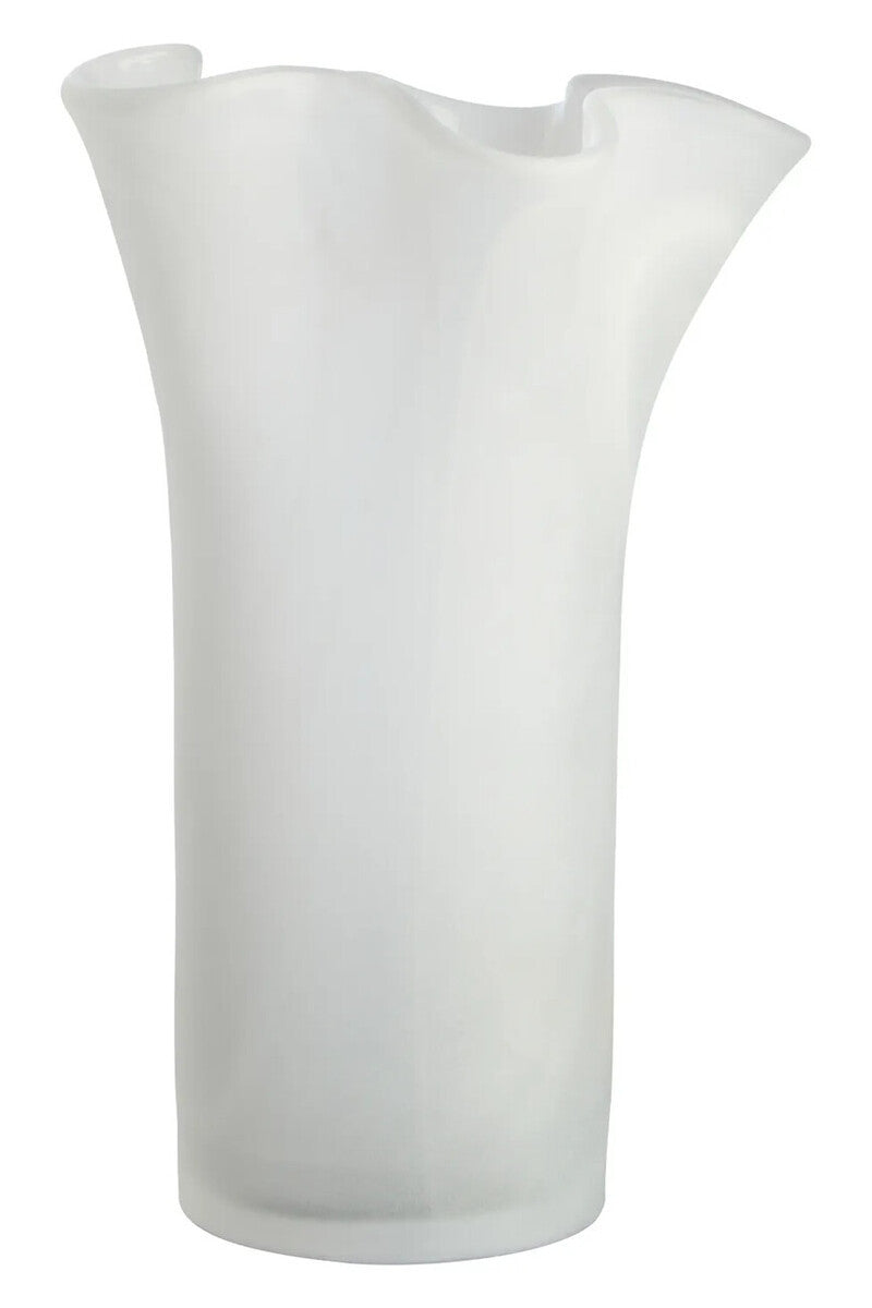 Galene Fluted White Glass Vase