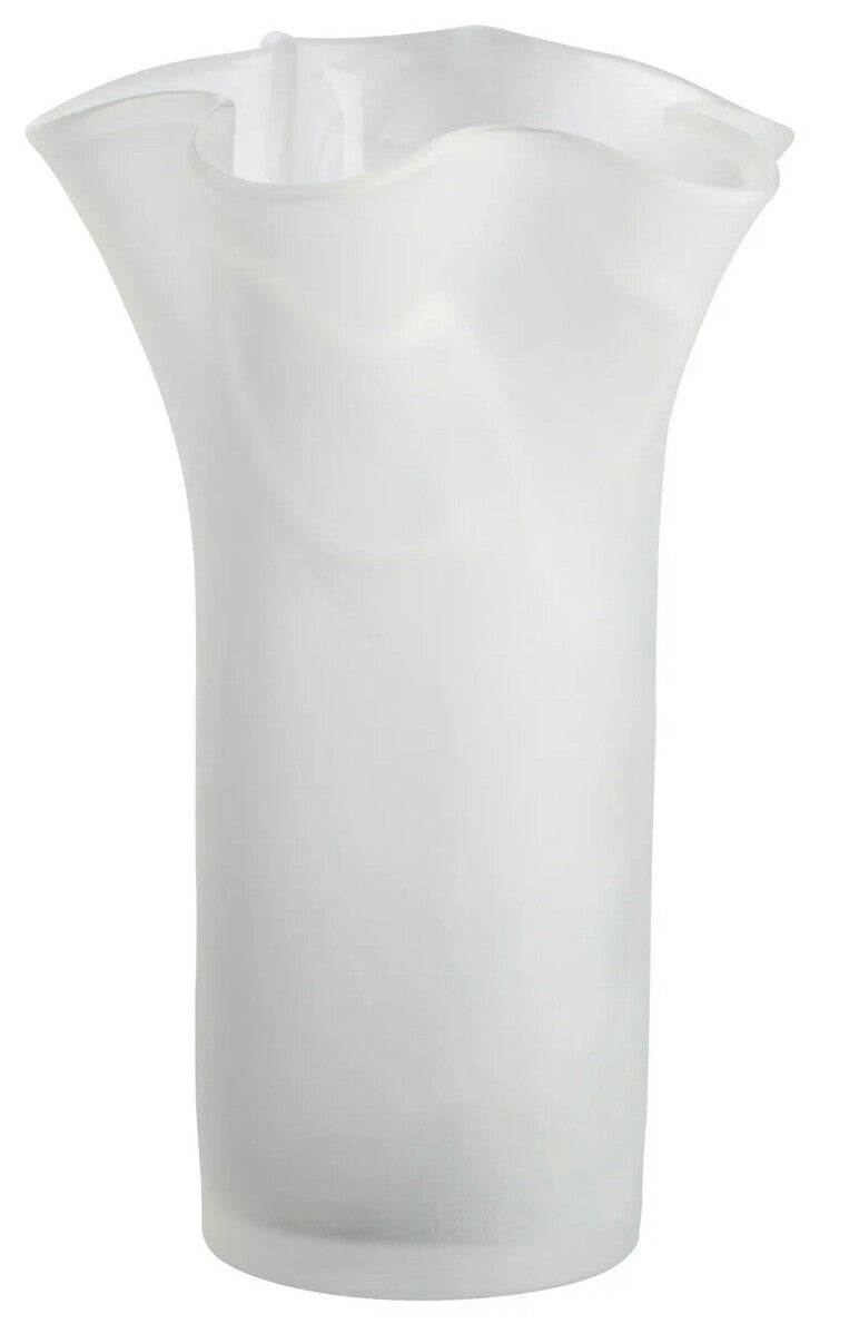 Galene Fluted White Glass Vase