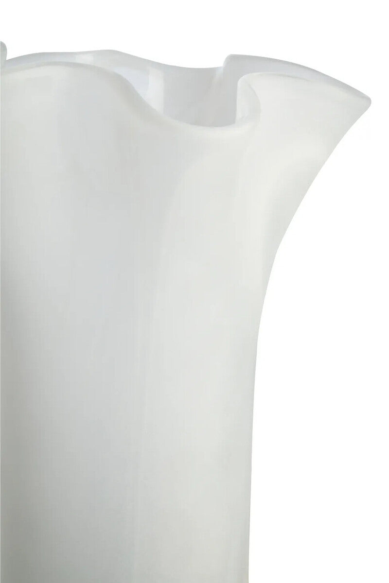 Galene Fluted White Glass Vase