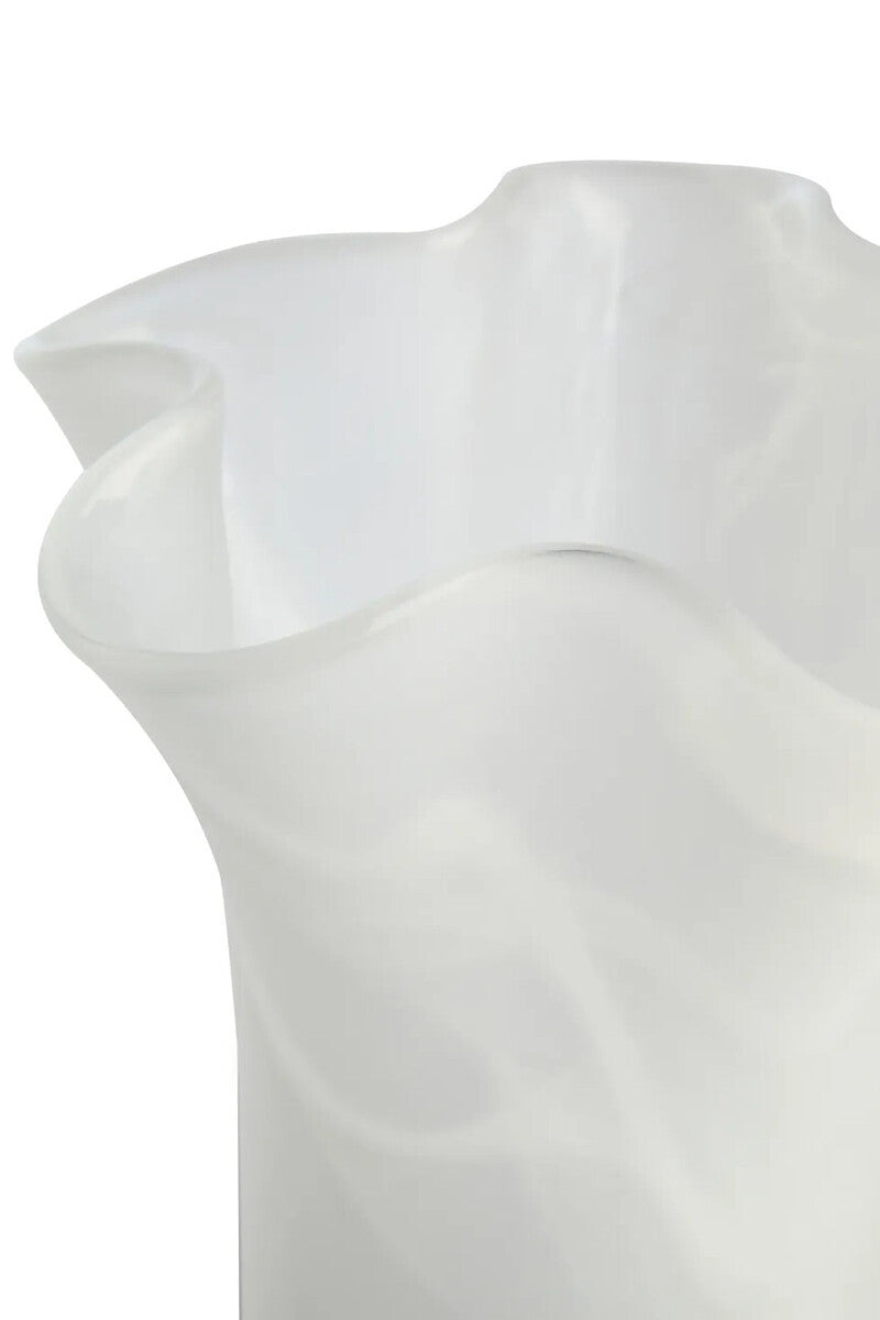 Galene Fluted White Glass Vase