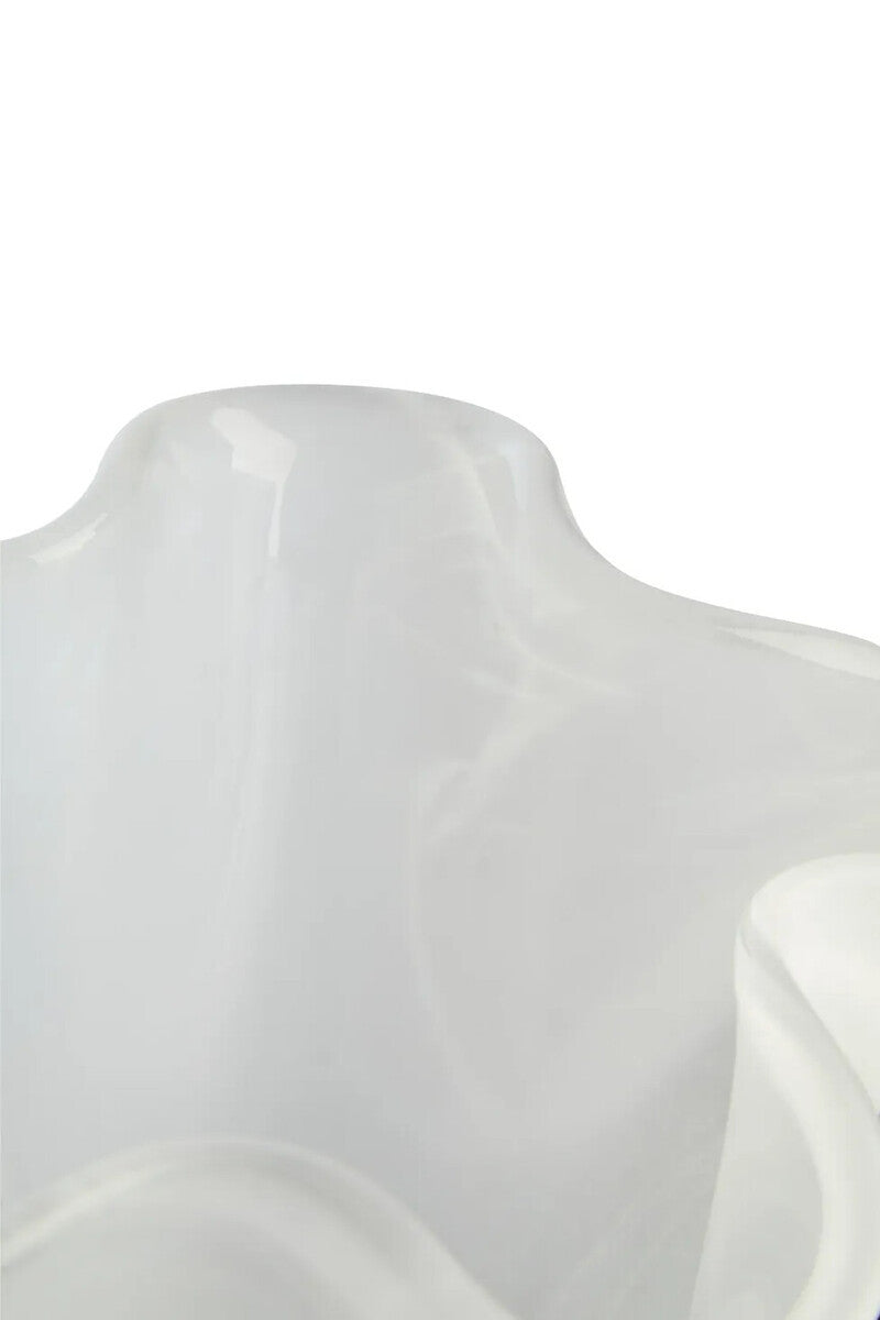 Galene Fluted White Glass Vase
