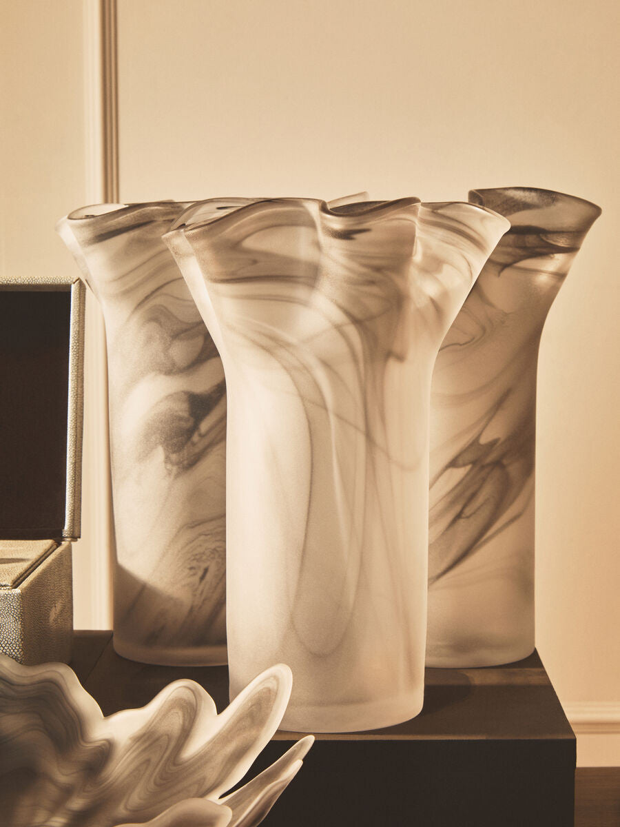 Galene Fluted Grey Glass Vase