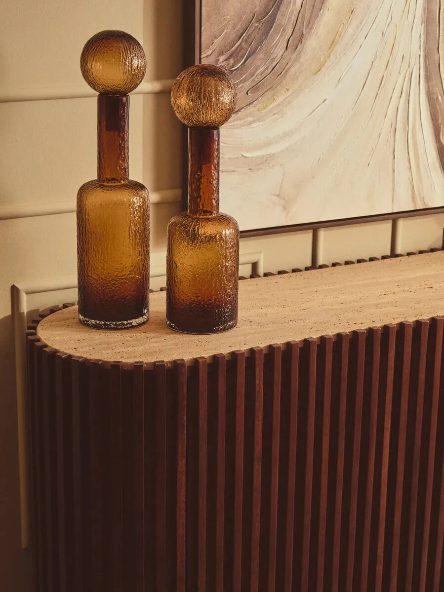 Galea Small Textured Brown Glass Bottle