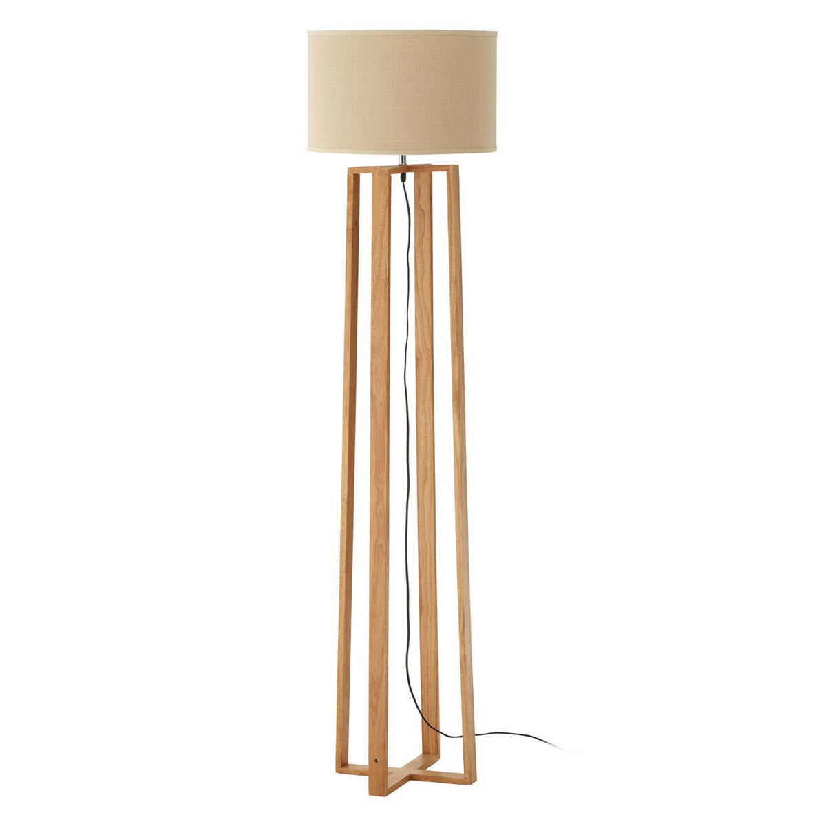 Lea Wooden Floor Lamp with Light Brown Shade