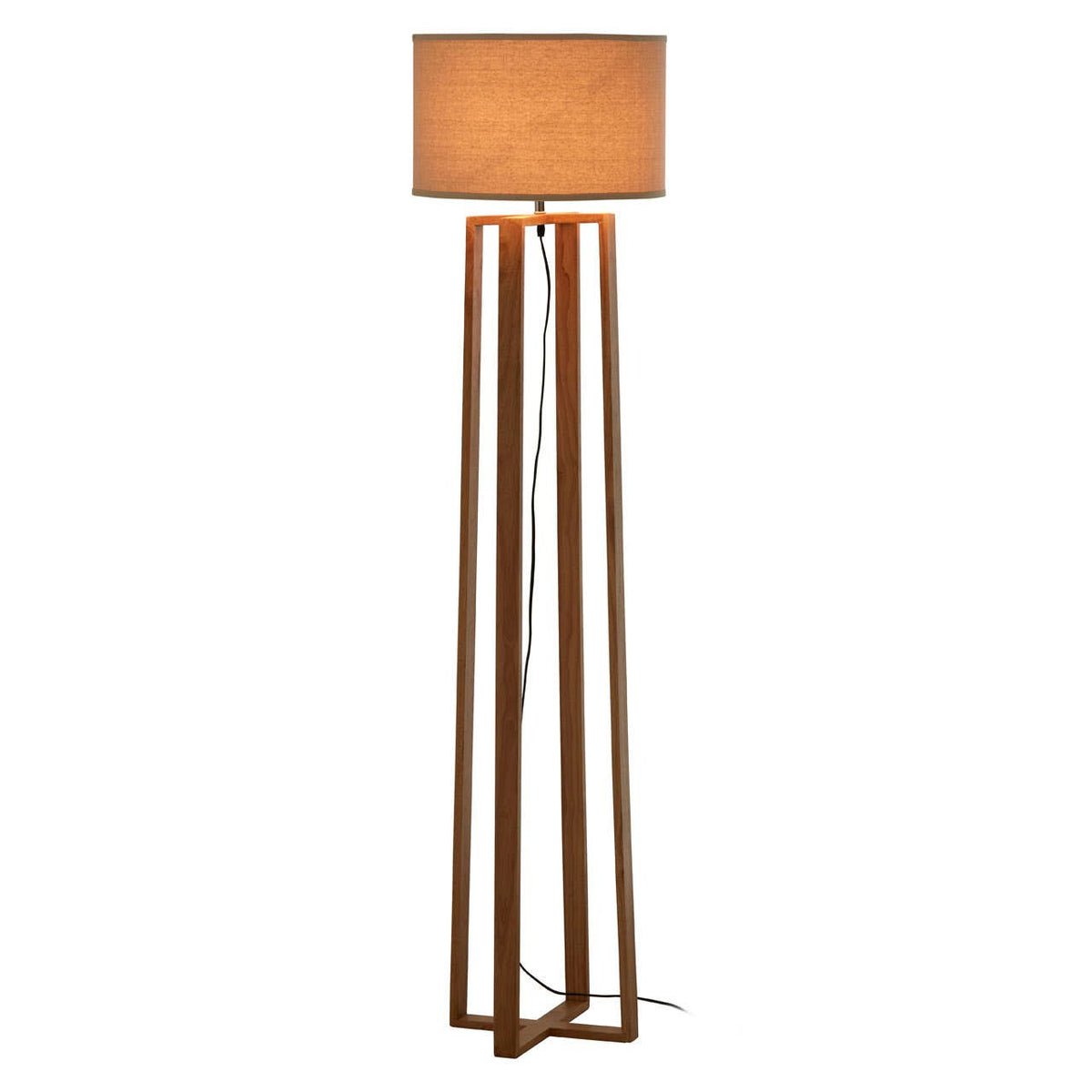 Lea Wooden Floor Lamp with Light Brown Shade
