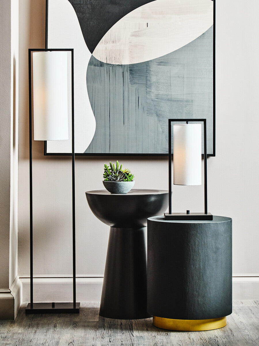 Atkins Black Finish Table Lamp with White Shade