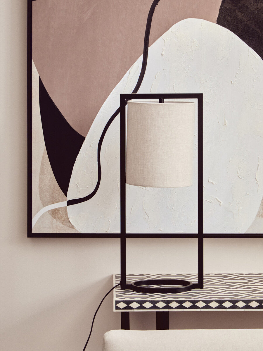 Atkins Black Finish Table Lamp with White Shade