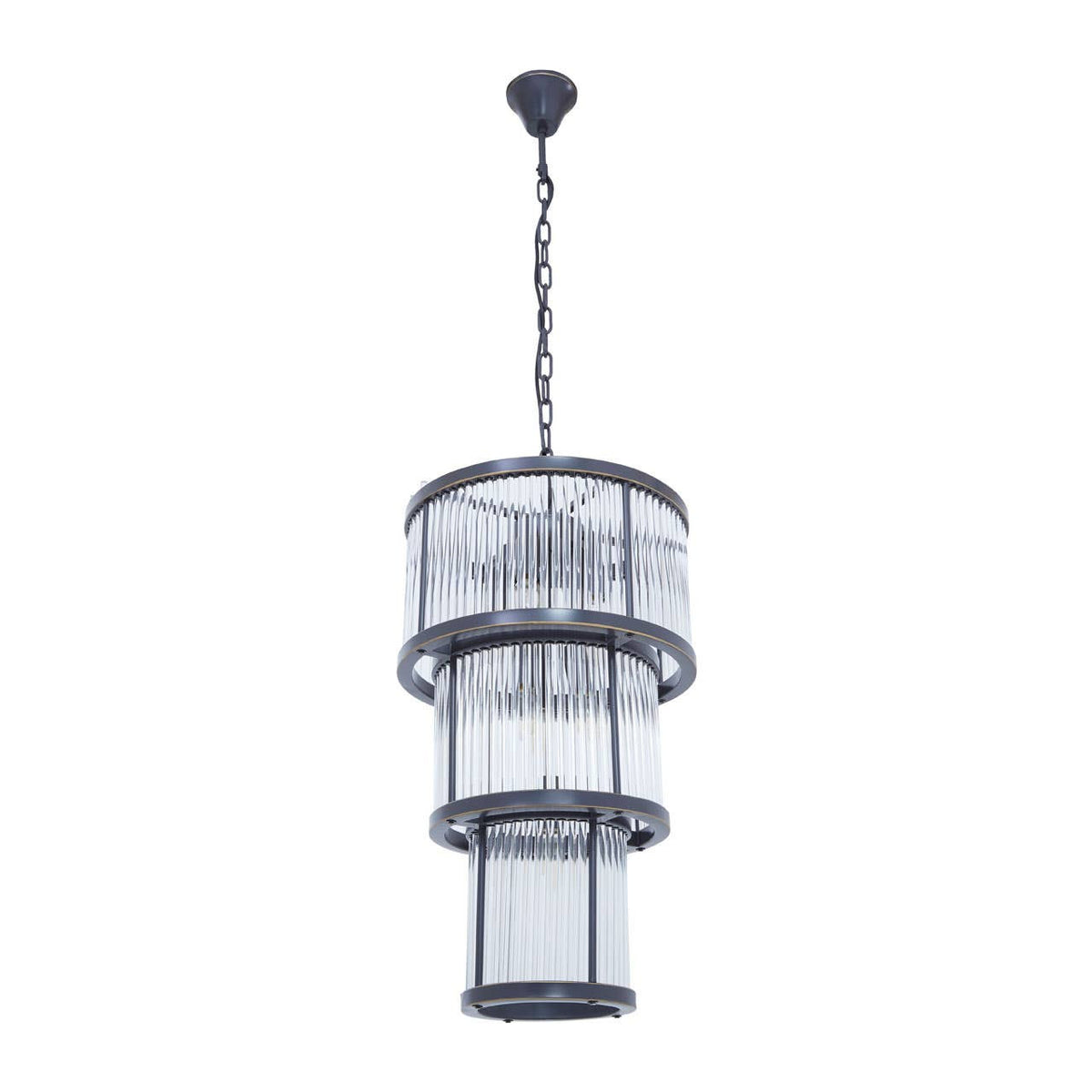 Salasco 3 Tier Black Finish Glass Chandelier